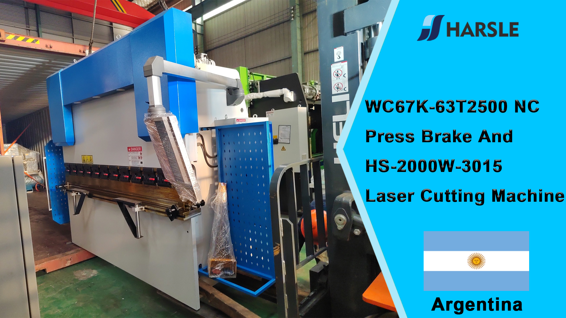 Argentina-WC67K-63T2500 NC Press Brake ແລະເຄື່ອງຕັດເລເຊີ HS-2000W-3015