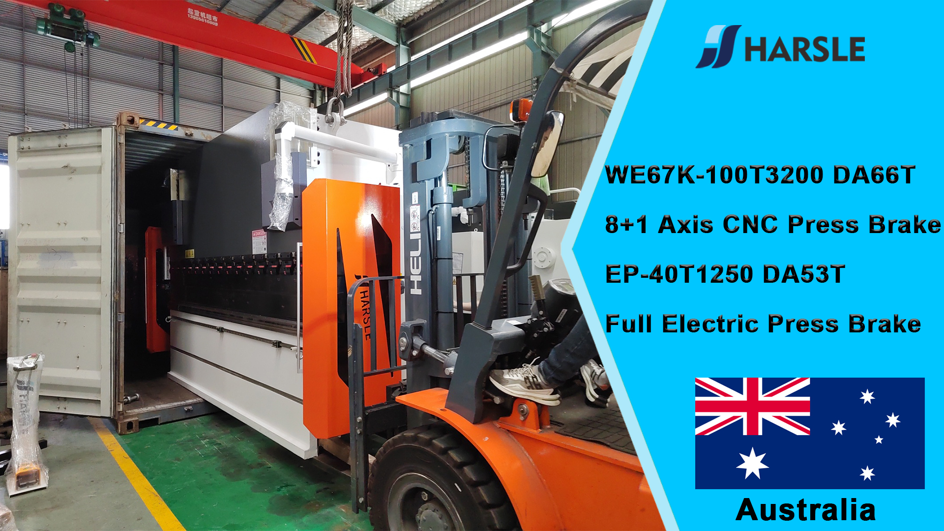 Australia-WE67K-100T3200 DA66T 8+1 Axis CNC Press Brake EP-40T1250 DA53T Full Electric Press Brake